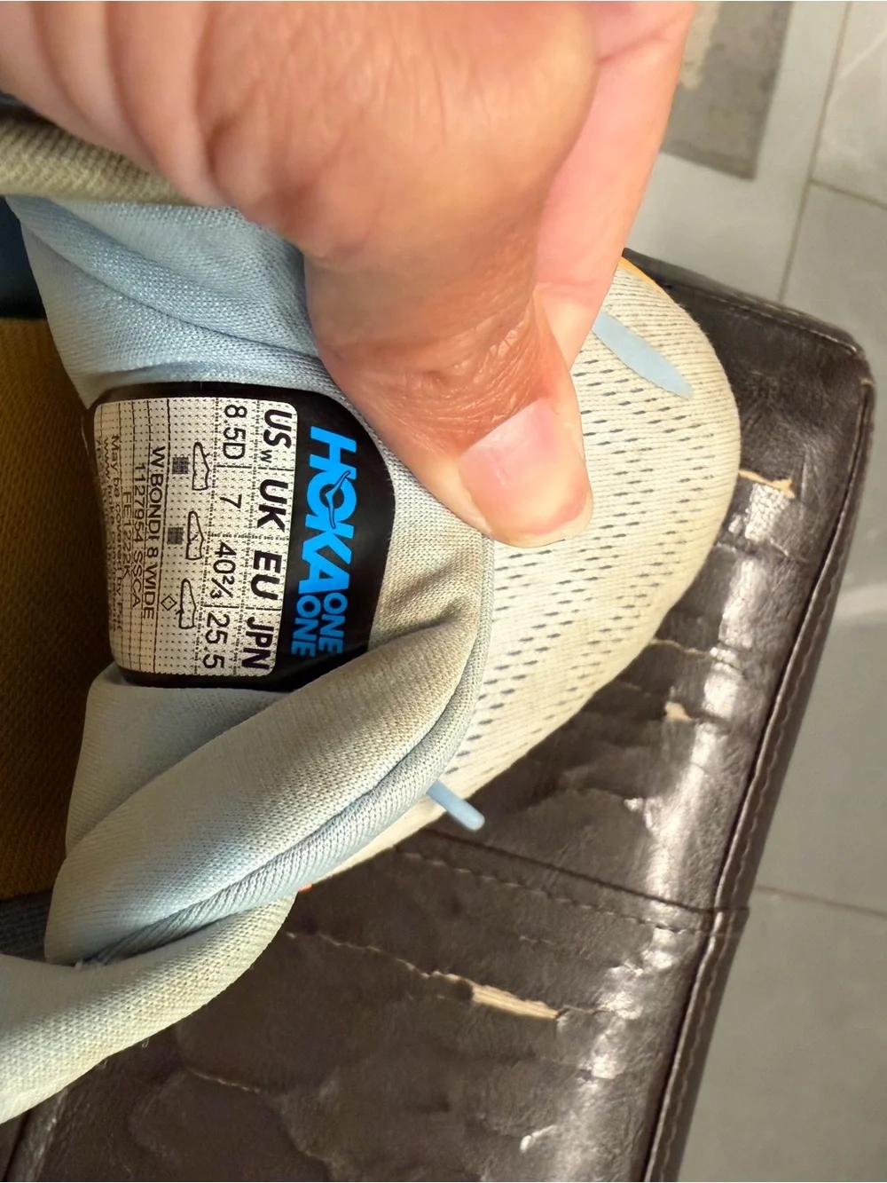Hoka Light Blue & Yellow Platform Running Sneakers with Peach Logo - Picture 7 of 7